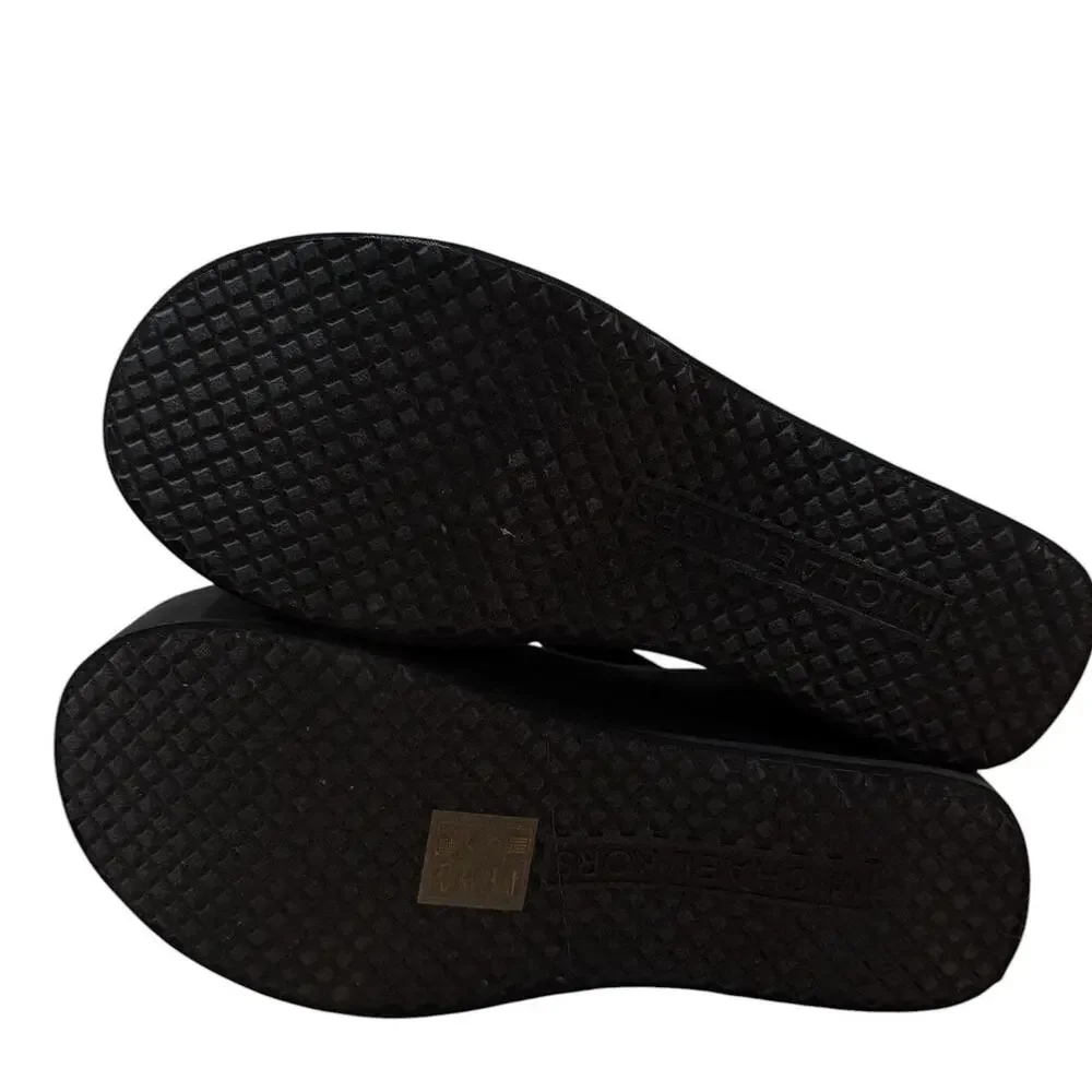 Michael Kors Benny Platform Flip Flops MK Logo Sandals Size 8 Y2K Vibes